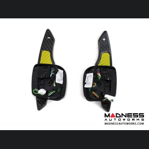 Alfa Romeo 4C Carbon Fiber Paddle Shifters - Yellow Accent 